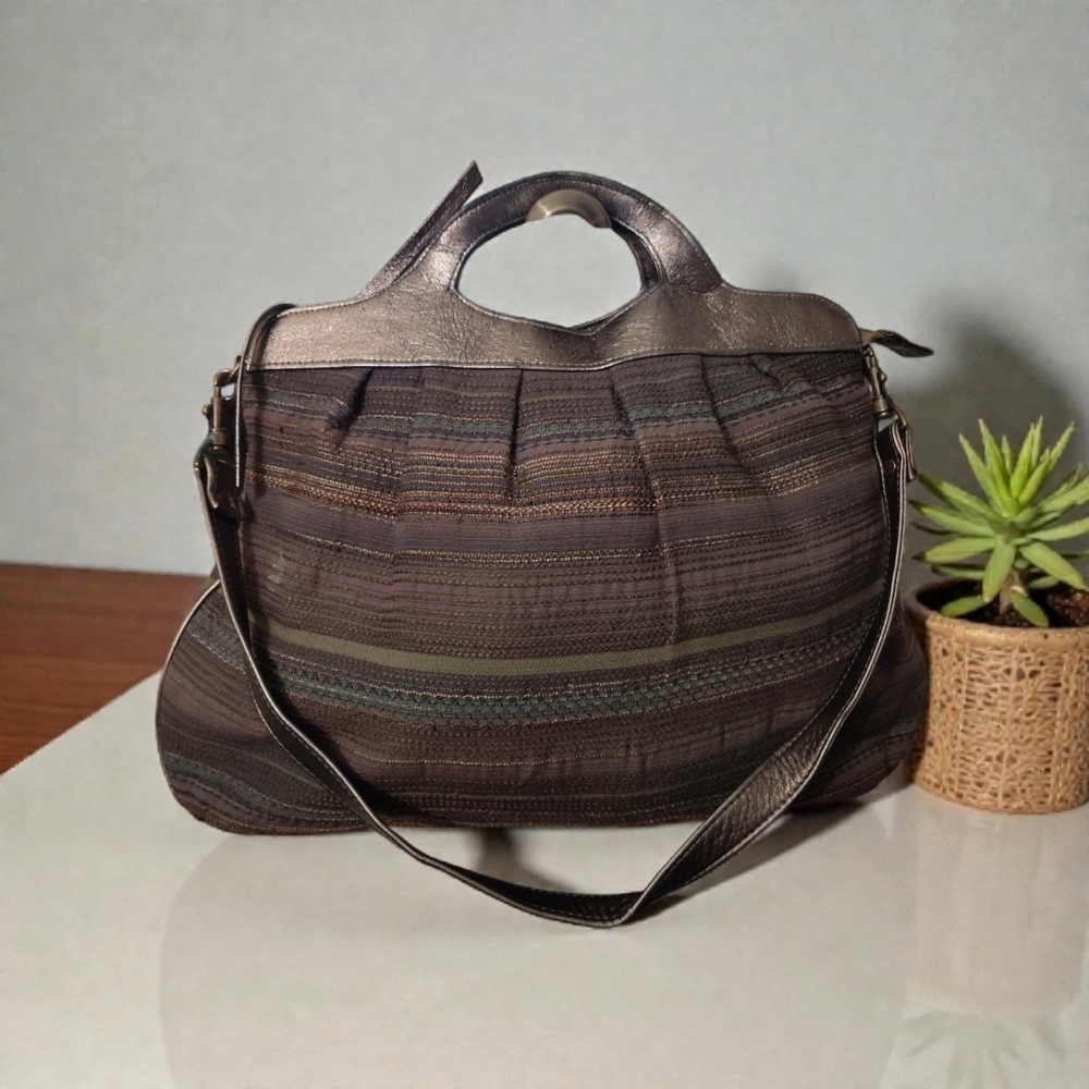 Kim White‎ 1970's Chevron Pinto Rare Fabric Crossbody Bag GUC